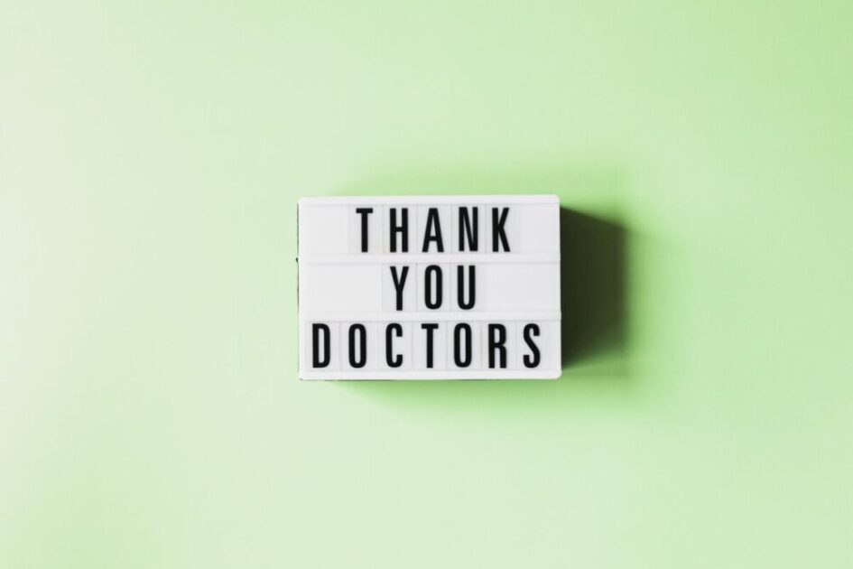 vintage light box with gratitude message for doctors